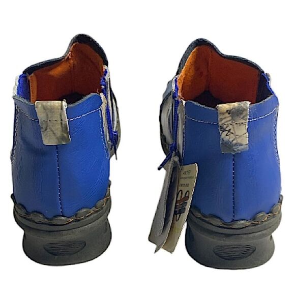 TMA Eyes Leather Ankle Booties Womens 7.5 Retro Boho Patchwork Witchycore Chunky - Picture 4 of 8